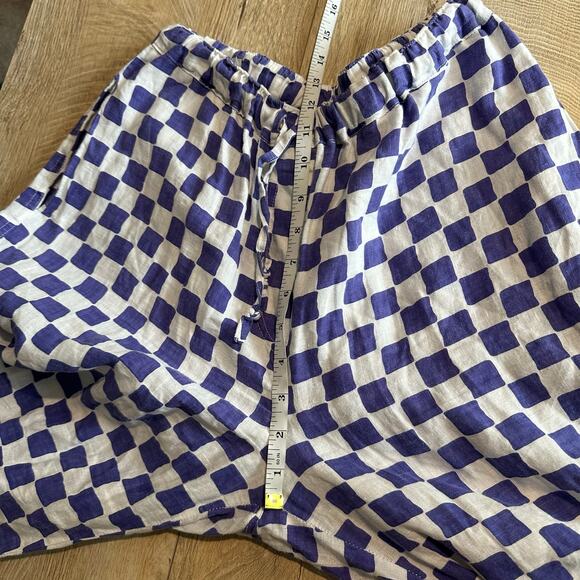 Holiday Emma Mulholland High Waisted Check Linen Pull on Pant Purple L - Picture 8 of 9